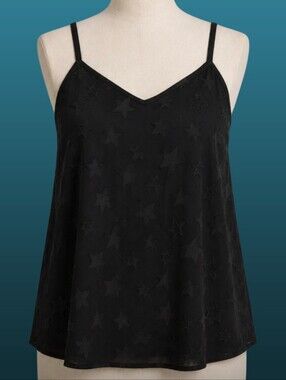 Torrid Black Velvet Star Flocked Sophie Cami Top Plus Size 1 1X 14/16